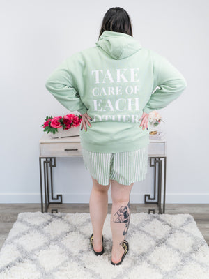 *FINAL SALE* Brunette The Label | Big Sister Hoodie | Take Care of Each Other | Sage Green