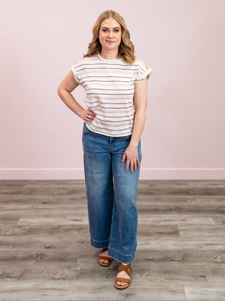 *NEW* Luna Rose Oversized Short Sleeve Crew Neck | Ivory and Pink