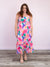 Hilary Brush Stroke Midi Dress | Pink Multi