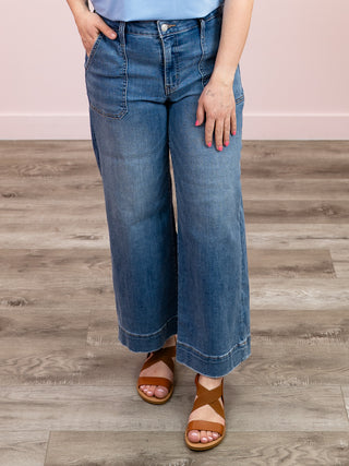 *NEW* John Wide Leg Crop Denim Pants | Medium Wash