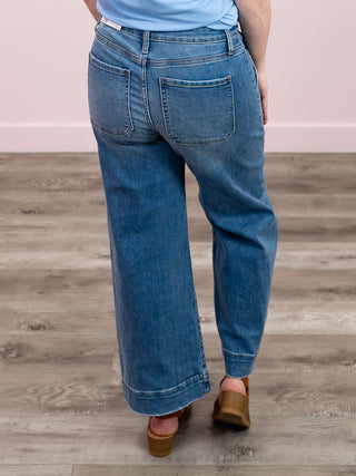 *NEW* John Wide Leg Crop Denim Pants | Medium Wash