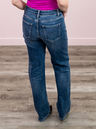 Brendan Straight Cuffed Denim Pants | Dark Wash