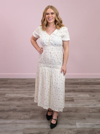 *NEW* Room 34 | Lizzie Button Smocked Dress | Delicate Floral