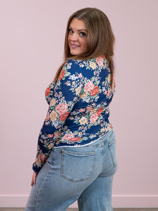 *NEW* Dainty Drama Long Sleeve Floral Top | Navy
