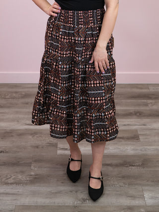 DEX | Maxine Midi Skirt | Black Floral