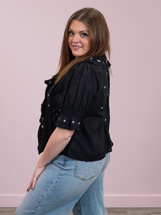 DEX | Evandra Embroidered Blouse | Black