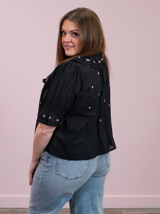 DEX | Evandra Embroidered Blouse | Black
