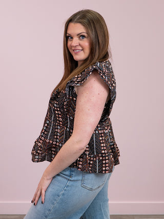 DEX | Monique Ruffled Tencel Blouse | Black Floral