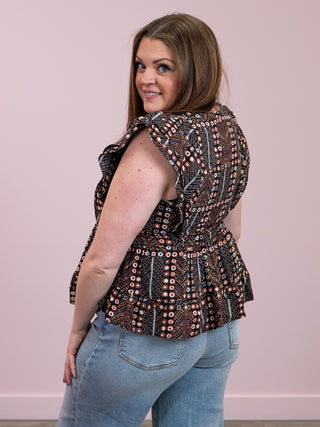 DEX | Monique Ruffled Tencel Blouse | Black Floral