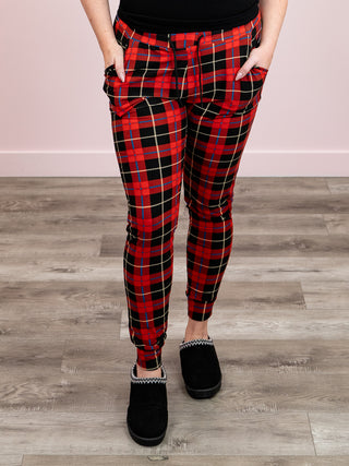 *DOOR CRASHERS* Lux Joggers | Red Plaid