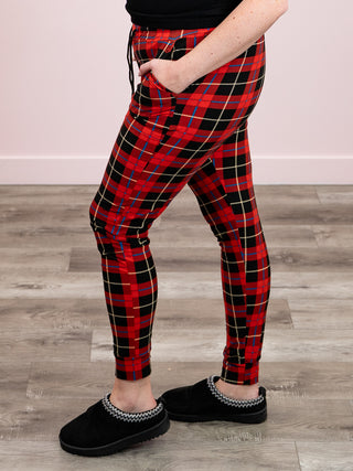 *DOOR CRASHERS* Lux Joggers | Red Plaid