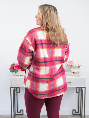 Picture Perfect Shacket | Dark Pink & Ivory
