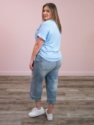 Remmie Short Sleeve Terry Top | Sky Blue
