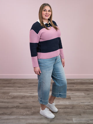 *NEW* RD Style | Mae Long Sleeve Polo Pullover | Pink Storm