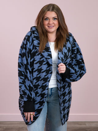 *NEW* The Polar Cardi | Houndstooth | Blue & Black
