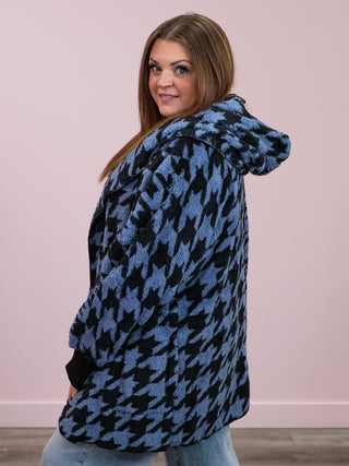 *NEW* The Polar Cardi | Houndstooth | Blue & Black