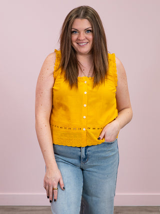 *NEW* DEX | Sonny Lace Trim Tank | Sunflower