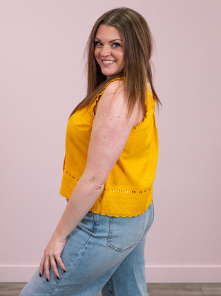 *NEW* DEX | Sonny Lace Trim Tank | Sunflower