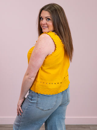 *NEW* DEX | Sonny Lace Trim Tank | Sunflower