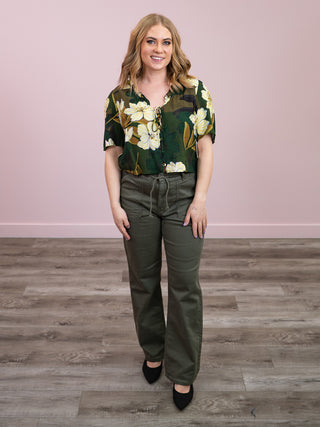 DEX | Mira Button Front Blouse | Palm Blossom