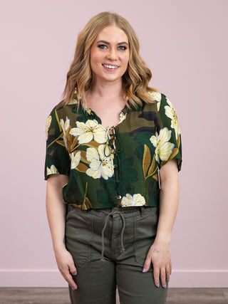 *NEW* DEX | Mira Button Front Blouse | Palm Blossom