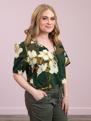 DEX | Mira Button Front Blouse | Palm Blossom