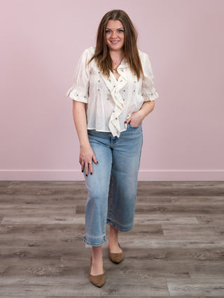 *NEW* DEX | Evandra Embroidered Blouse | White