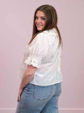*NEW* DEX | Evandra Embroidered Blouse | White