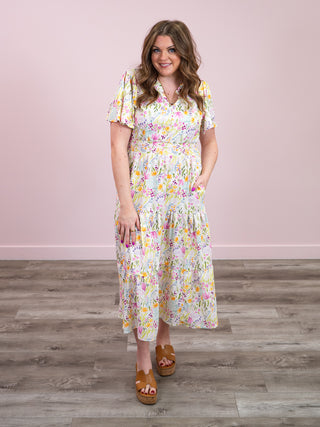 *NEW* Wildflower Era Smocked Tiered Floral Dress | Ivory