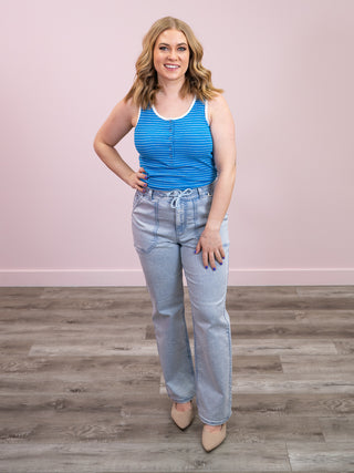 Shiloh Button Snap Tank | Ocean Blue