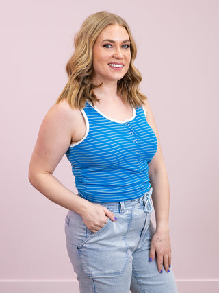 Shiloh Button Snap Tank | Ocean Blue