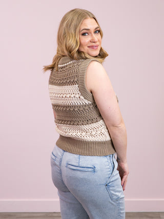 RD Style | Abigail Sleeveless Crew Neck Pullover | Sand