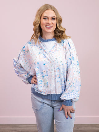 Meant To Be Pullover | Light Blue & Denim