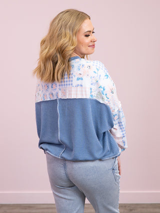 Meant To Be Pullover | Light Blue & Denim