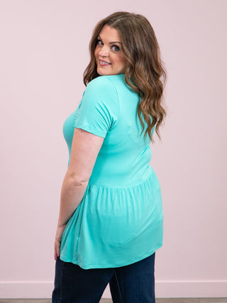 *NEW* Sarah Ruffle Short Sleeve Top | Turquoise