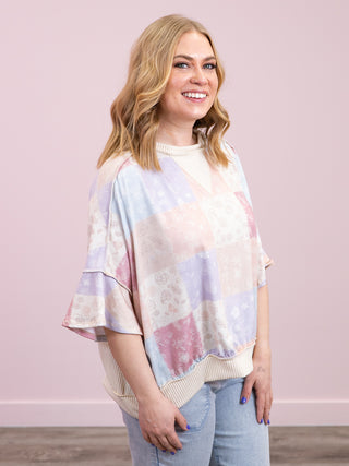 Sunny Sadie Oversized Flutter Sleeve Top | Oatmeal