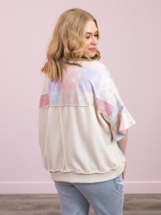 Sunny Sadie Oversized Flutter Sleeve Top | Oatmeal