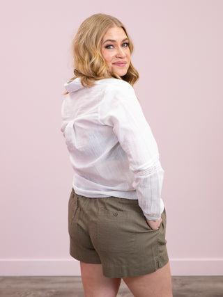 DEX | Aimee Lace Button Front Blouse | White