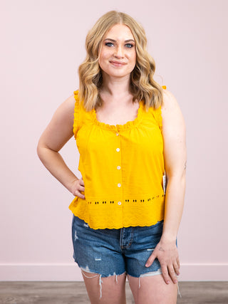 *NEW* DEX | Sonny Lace Trim Tank | Sunflower