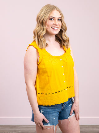 *NEW* DEX | Sonny Lace Trim Tank | Sunflower