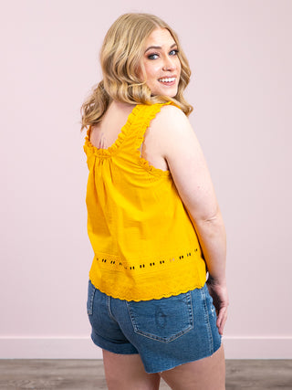 *NEW* DEX | Sonny Lace Trim Tank | Sunflower
