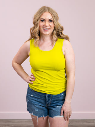 *NEW* DEX | Numa Ribbed Tank | Lime Glow