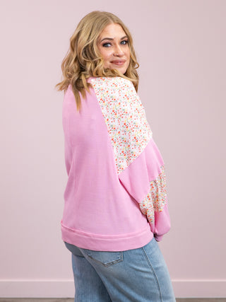 *NEW* Peaceful Pippy Thermal Floral Loose Fit Pullover | Light Pink