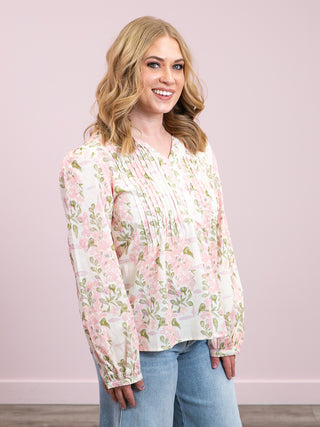 *NEW* Rosy Button Floral Blouse | Blush