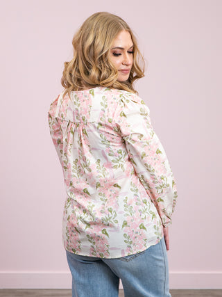 *NEW* Rosy Button Floral Blouse | Blush