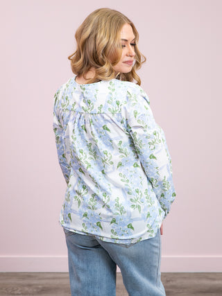 *NEW* Rosy Button Floral Blouse | Light Blue