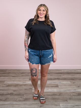 Elly Short Sleeve Cuffed Tee | Black