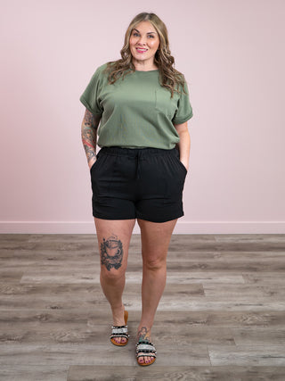 Elly Short Sleeve Cuffed Tee | Light Olive
