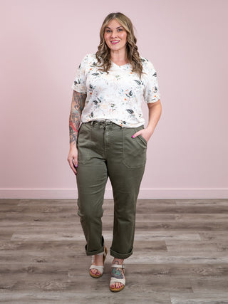DEX | Rumi Relaxed Twill Pant | Army Green
