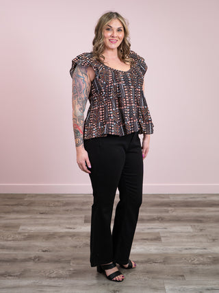 DEX | Monique Ruffled Tencel Blouse | Black Floral